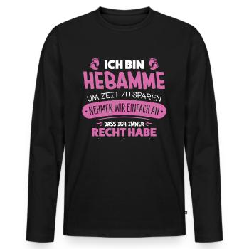 Sage-femme - T-shirt manches longues Premium bio Homme - noir - Devant - Nico (187cm)