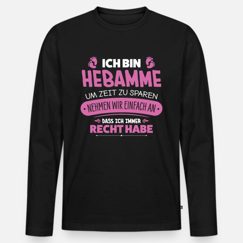 Hebamme - Männer Premium Bio Langarmshirt - Schwarz
