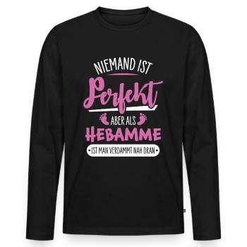 Sage-femme - T-shirt manches longues Premium bio Homme - noir - Devant - Nico (187cm)
