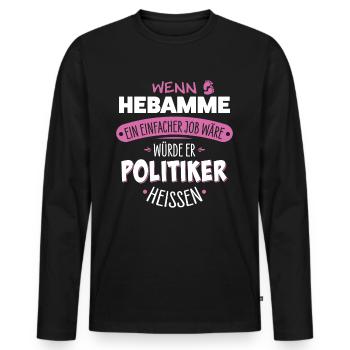 Sage-femme - T-shirt manches longues Premium bio Homme - noir - Devant - Nico (187cm)