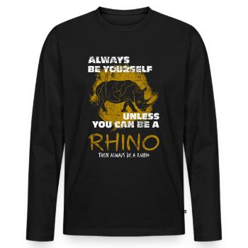 Rhinoceros - Men's Premium Organic Long Sleeve Shirt - black - Front - Nico (187cm)