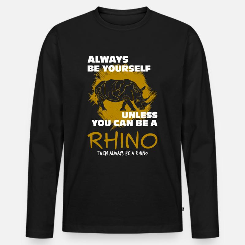 Nashorn - Männer Premium Bio Langarmshirt - Schwarz
