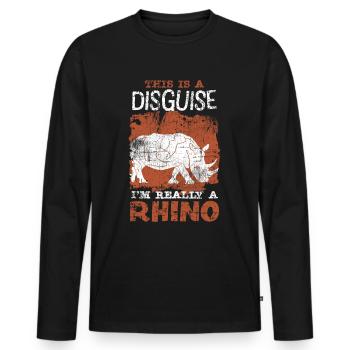 Rhinoceros - Men's Premium Organic Long Sleeve Shirt - black - Front - Nico (187cm)