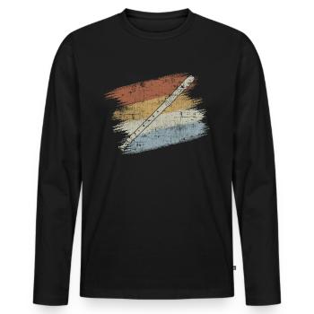 Flöte - Männer Premium Bio Langarmshirt - Schwarz - Vorne - Nico (187cm)
