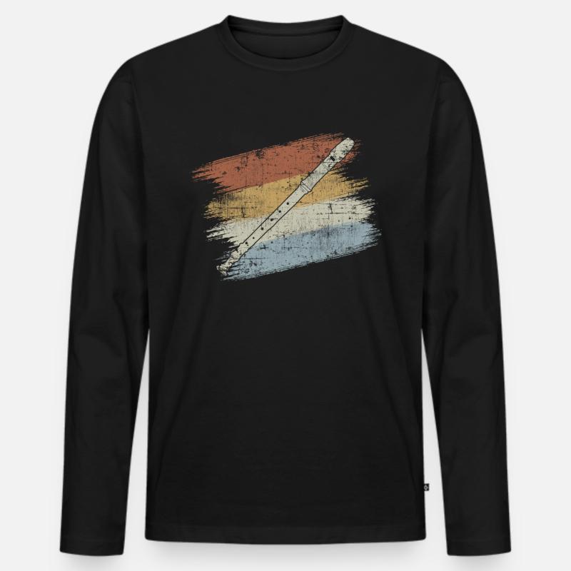 Flöte - Männer Premium Bio Langarmshirt - Schwarz