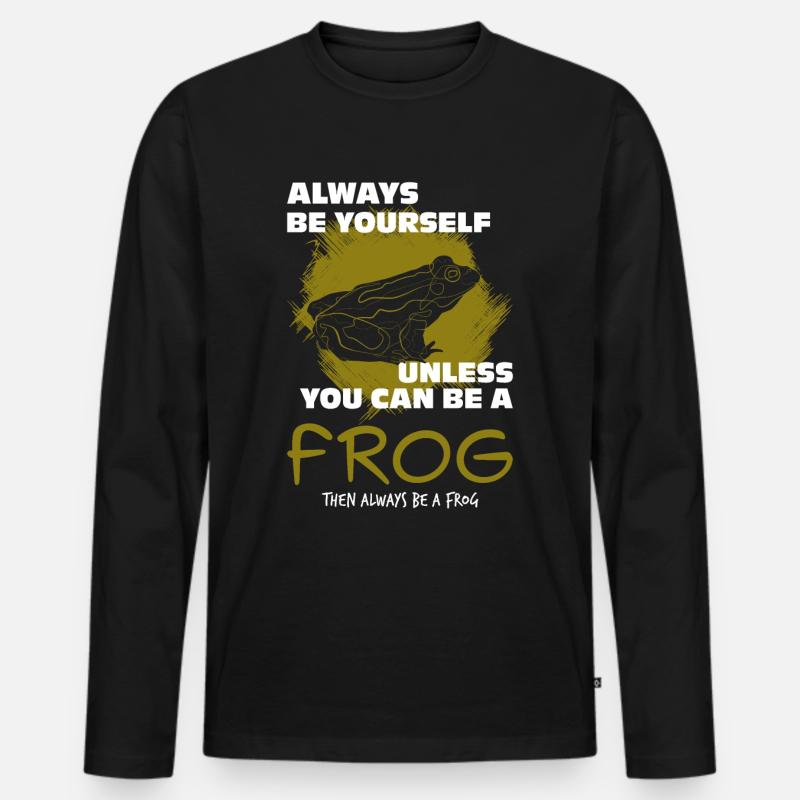 Frosch - Männer Premium Bio Langarmshirt - Schwarz