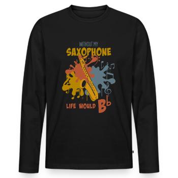Saxofon - Männer Premium Bio Langarmshirt - Schwarz - Vorne - Nico (187cm)
