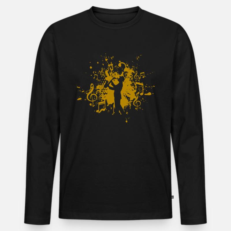 Saxofon - Männer Premium Bio Langarmshirt - Schwarz