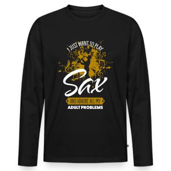 Saxofon - Männer Premium Bio Langarmshirt - Schwarz - Vorne - Nico (187cm)