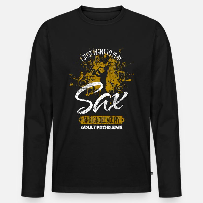 Saxofon - Männer Premium Bio Langarmshirt - Schwarz