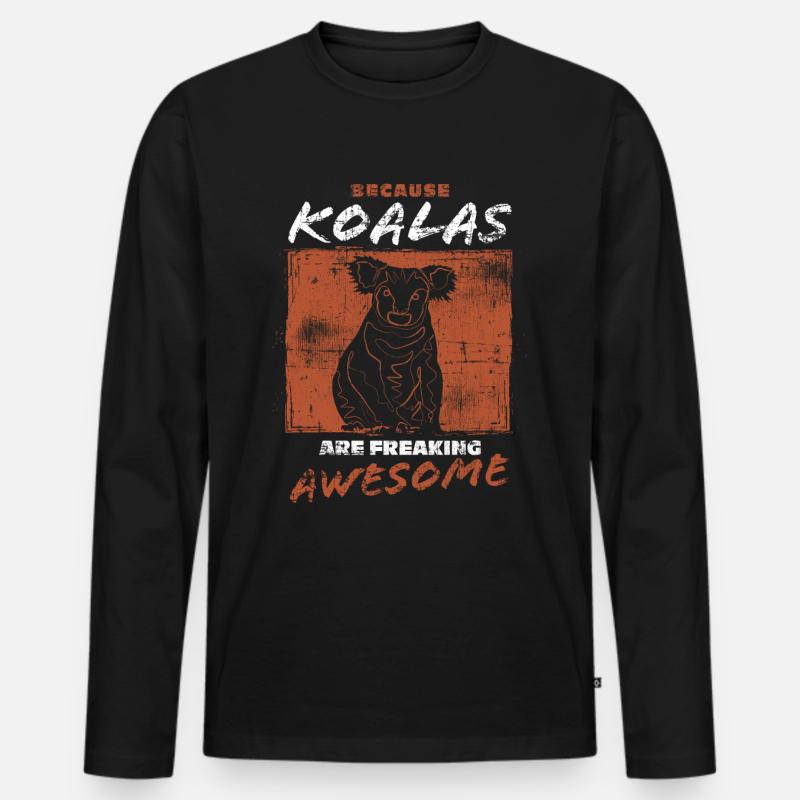 Koala - Männer Premium Bio Langarmshirt - Schwarz