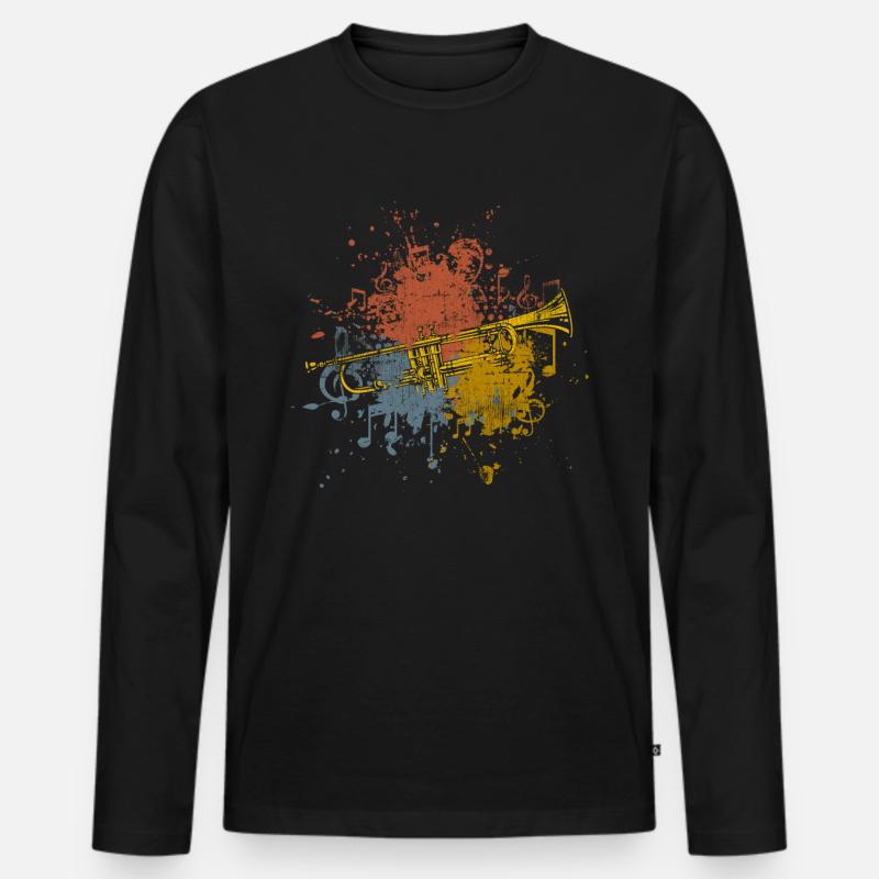 Trompete - Männer Premium Bio Langarmshirt - Schwarz