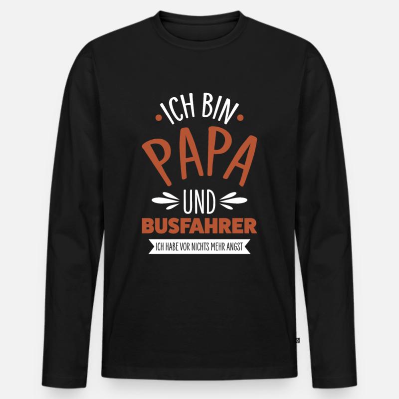 Busfahrer Papa - Männer Premium Bio Langarmshirt - Schwarz