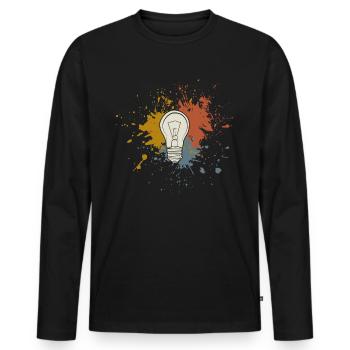 Light bulb - Men's Premium Organic Long Sleeve Shirt - black - Front - Nico (187cm)