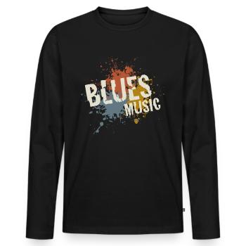 Blues - Men's Premium Organic Long Sleeve Shirt - black - Front - Nico (187cm)