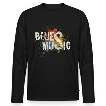 Blues - Men's Premium Organic Long Sleeve Shirt - black - Front - Nico (187cm)