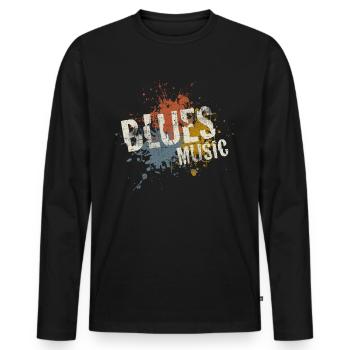 Blues - Men's Premium Organic Long Sleeve Shirt - black - Front - Nico (187cm)