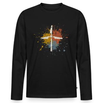 Énergie éolienne - T-shirt manches longues Premium bio Homme - noir - Devant - Nico (187cm)