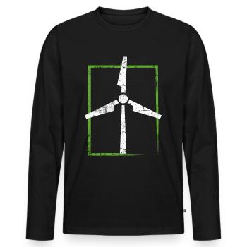 Énergie éolienne - T-shirt manches longues Premium bio Homme - noir - Devant - Nico (187cm)