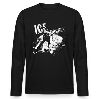 Eishockey - Männer Premium Bio Langarmshirt - Schwarz - Vorne - Nico (187cm)