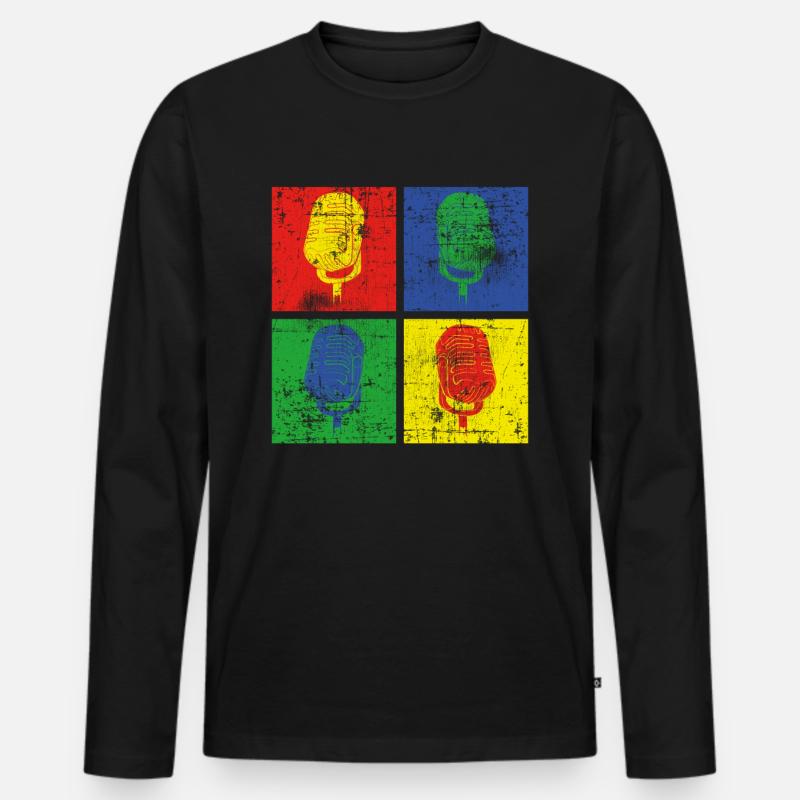Singen Pop Art Sänger - Männer Premium Bio Langarmshirt - Schwarz