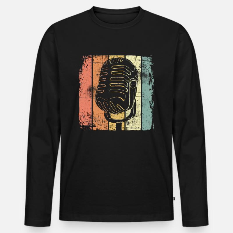 Sänger retro - Männer Premium Bio Langarmshirt - Schwarz