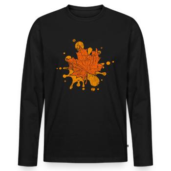 Herbst - Männer Premium Bio Langarmshirt - Schwarz - Vorne - Nico (187cm)