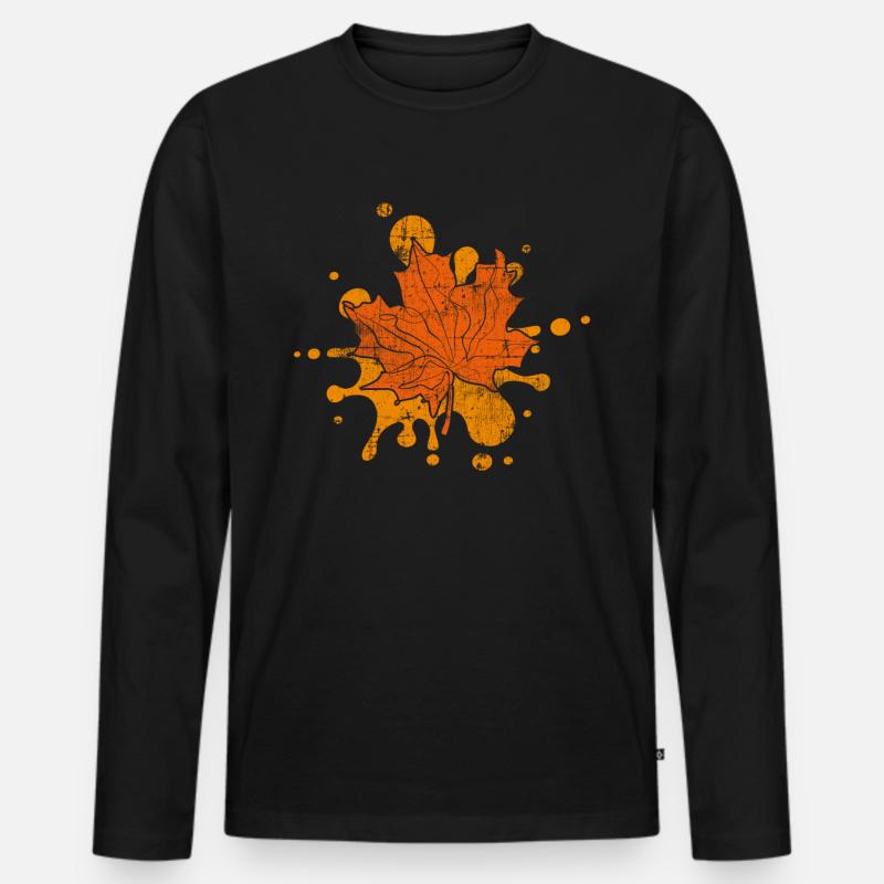 Herbst - Männer Premium Bio Langarmshirt - Schwarz