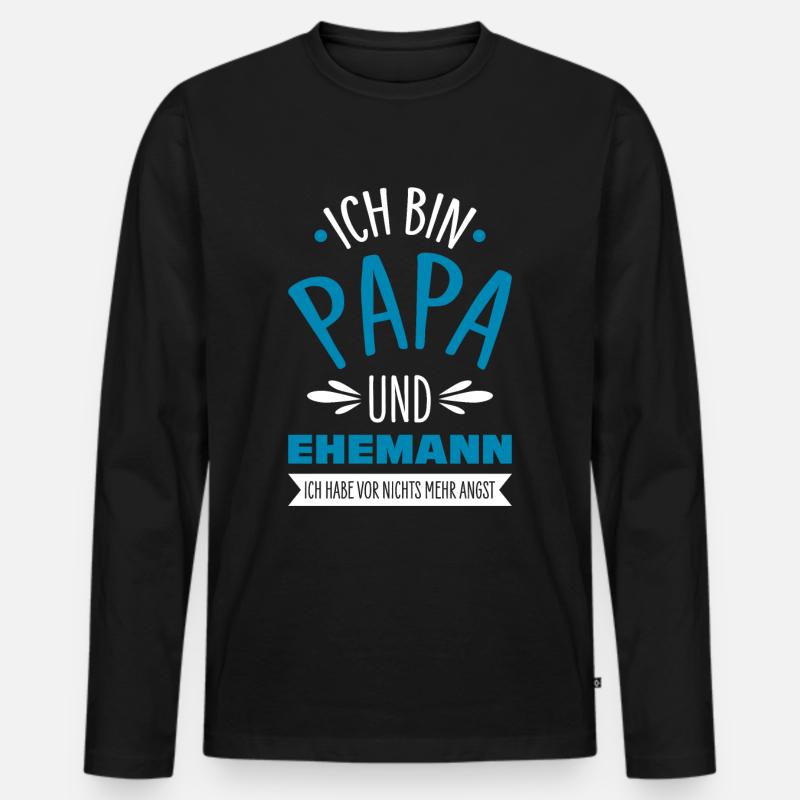 Ehemann Papa - Männer Premium Bio Langarmshirt - Schwarz