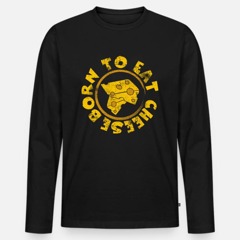 Käse - Männer Premium Bio Langarmshirt - Schwarz