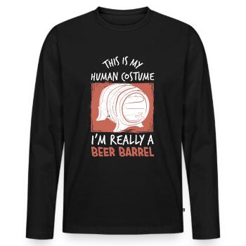Beer Barrel Costume Beer - Men's Premium Organic Long Sleeve Shirt - black - Front - Nico (187cm)