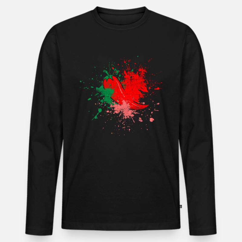 Chili - Männer Premium Bio Langarmshirt - Schwarz