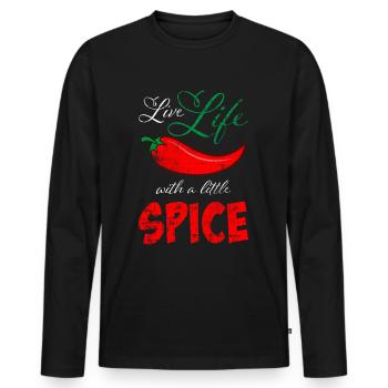 Chilischote Chili scharf - Männer Premium Bio Langarmshirt - Schwarz - Vorne - Nico (187cm)