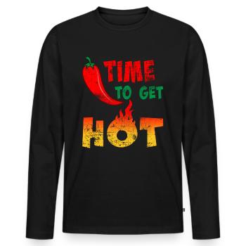 Chili Chilischote - Männer Premium Bio Langarmshirt - Schwarz - Vorne - Nico (187cm)