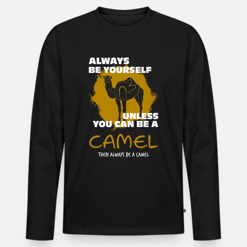 Kamel - Männer Premium Bio Langarmshirt - Schwarz