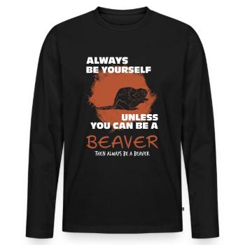 Biber - Männer Premium Bio Langarmshirt - Schwarz - Vorne - Nico (187cm)