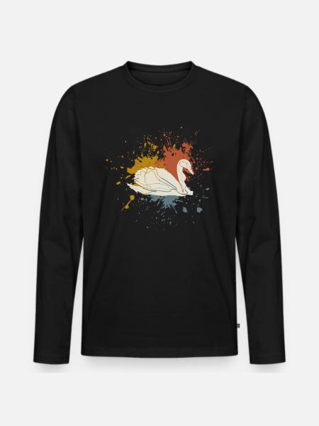 Schwan - Männer Premium Bio Langarmshirt - Schwarz