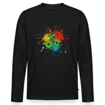 Würfel - Männer Premium Bio Langarmshirt - Schwarz - Vorne - Nico (187cm)