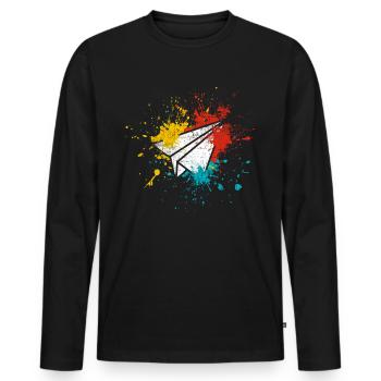 Papierflieger Pilot - Männer Premium Bio Langarmshirt - Schwarz - Vorne - Nico (187cm)