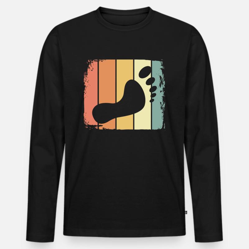 Fuß retro - Männer Premium Bio Langarmshirt - Schwarz