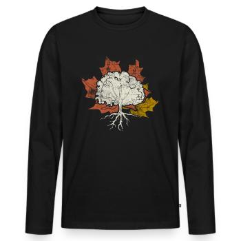 Baum - Männer Premium Bio Langarmshirt - Schwarz - Vorne - Nico (187cm)