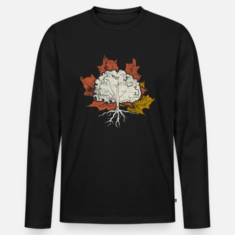 Baum - Männer Premium Bio Langarmshirt - Schwarz