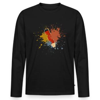 École - T-shirt manches longues Premium bio Homme - noir - Devant - Nico (187cm)
