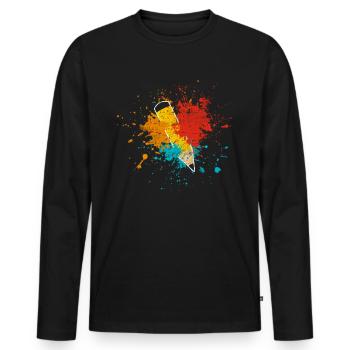 Schule - Männer Premium Bio Langarmshirt - Schwarz - Vorne - Nico (187cm)