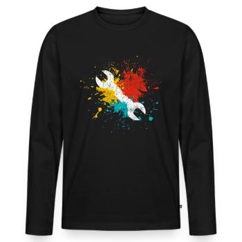 Outil - T-shirt manches longues Premium bio Homme - noir - Devant - Nico (187cm)