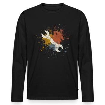 Outil - T-shirt manches longues Premium bio Homme - noir - Devant - Nico (187cm)