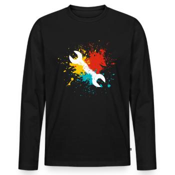 Outil - T-shirt manches longues Premium bio Homme - noir - Devant - Nico (187cm)