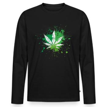 Cannabis - Männer Premium Bio Langarmshirt - Schwarz - Vorne - Nico (187cm)