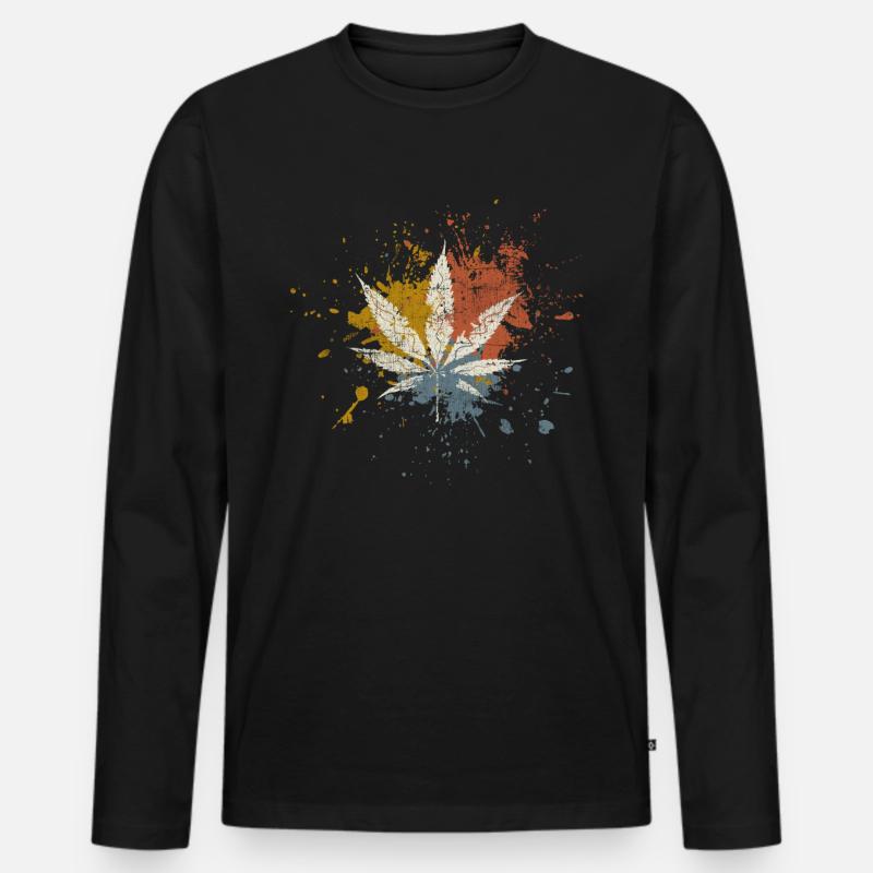Cannabis - Männer Premium Bio Langarmshirt - Schwarz