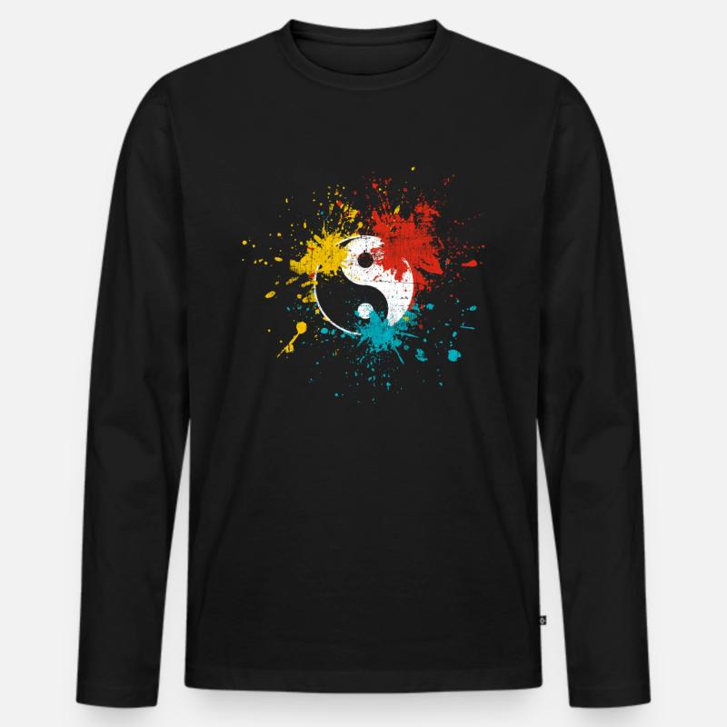 Yin Yang - Männer Premium Bio Langarmshirt - Schwarz